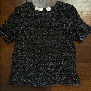 Vintage 80s Silk Beaded Top